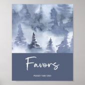 Winter Forest Watercolor Navy Blue Favoriten Poster (Vorne)