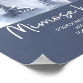 Winter Forest Watercolor Navy Blue Mimosa Bar Poster (Ecke)