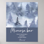 Winter Forest Watercolor Navy Blue Mimosa Bar Poster (Vorne)