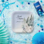 Winter Forest Watercolor Paper Plate Pappteller (Party)