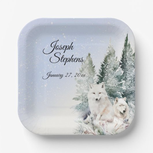 Winter Forest Watercolor Paper Plate Pappteller (Vorderseite)