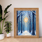 Winter Forest Watercolor Trees Poster