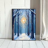 Winter Forest Watercolor Trees Poster