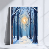 Winter Forest Watercolor Trees Poster