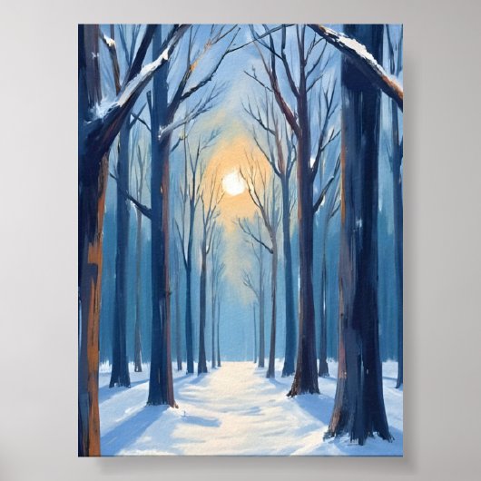 Winter Forest Watercolor Trees Poster (Vorne)