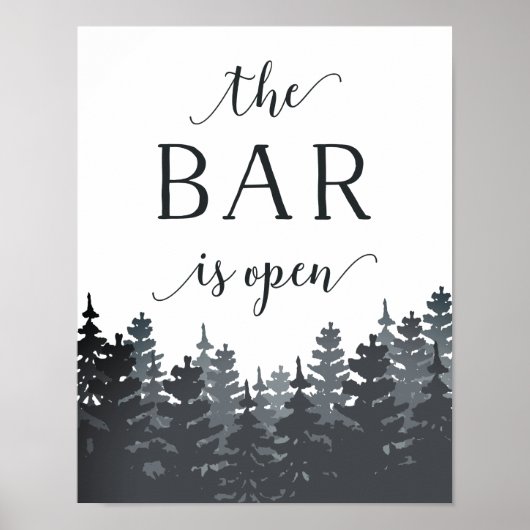 Winter Forest Wedding Bar Sign Poster (Vorne)