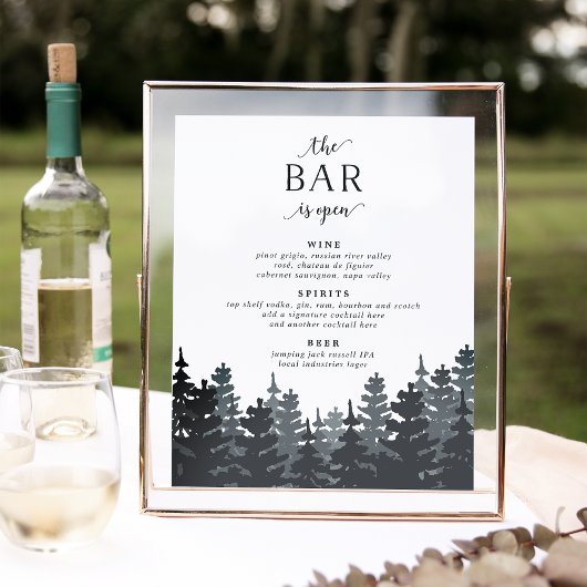 Winter Forest Wedding Bar Sign Poster
