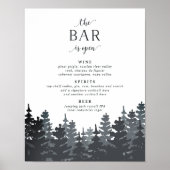 Winter Forest Wedding Bar Sign Poster (Vorne)