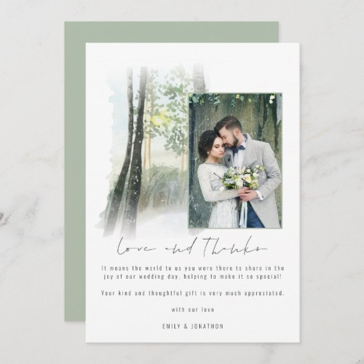 Winter Forest Wedding Foto Sage Liebe und Danke (Vorne/Hinten)