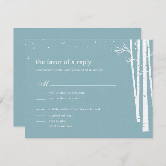 Winter Forest Wedding RSVP/Response Card RSVP Karte (Vorne/Hinten)