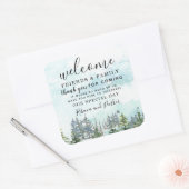 Winter Forest Wedding Willkommensgruß Vielen Dank Quadratischer Aufkleber (Umschlag)