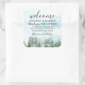Winter Forest Wedding Willkommensgruß Vielen Dank Quadratischer Aufkleber (Tasche)