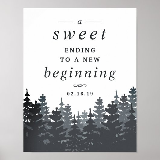 Winter Forest Wedert Dessert Table Sign Poster (Vorne)