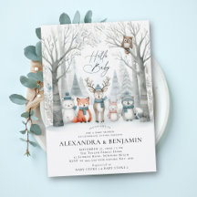 Winter Forest Woodland Animals Coed Baby Dusche