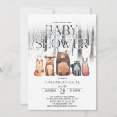 Winter Forest Woodland Animals Kinderdusche Einladung (Vorderseite)