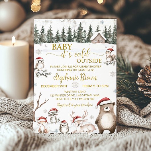 Winter Forest Woodland Animals Kinderdusche Einladung