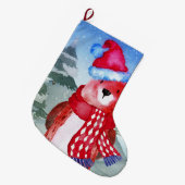 Winter Forest Woodland Friends Bear Illustration Großer Weihnachtsstrumpf (Vorderansicht (hängend))