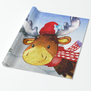 Winter Forest Woodland Friends Deer Illustration Geschenkpapier