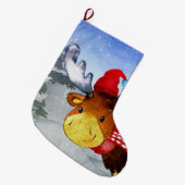 Winter Forest Woodland Friends Deer Illustration Großer Weihnachtsstrumpf (Vorderansicht (hängend))