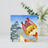 Winter Forest Woodland Friends Fox Illustration (Stehend Vorderseite)