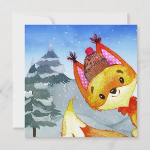 Winter Forest Woodland Friends Fox Illustration