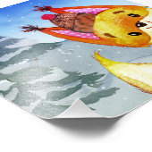 Winter Forest Woodland Friends Fox Illustration Fotodruck (Ecke)