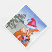 Winter Forest Woodland Friends Fox Illustration Serviette (Ecke)