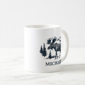 Winter Forest Woodland Moose Personalized   Kaffeetasse (VorderseiteRechts)