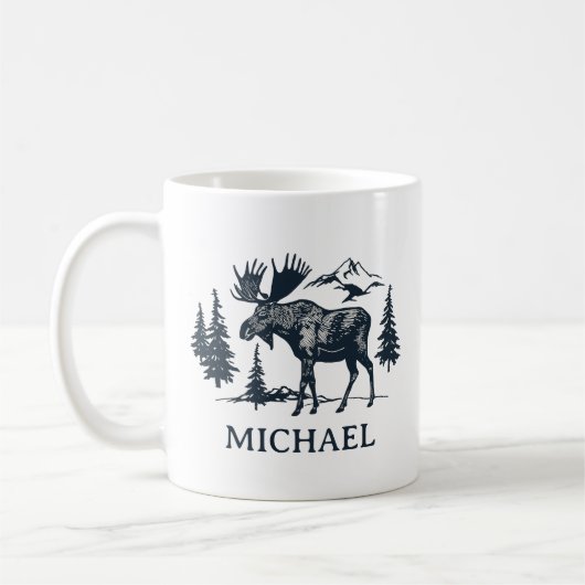 Winter Forest Woodland Moose Personalized   Kaffeetasse (Links)