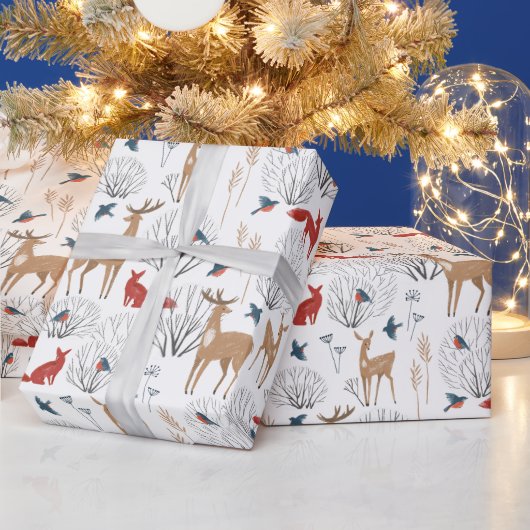 Winter Forest Woodland Tiere Erdnähe Weihnachten Geschenkpapier (Feiertage)
