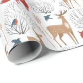 Winter Forest Woodland Tiere Erdnähe Weihnachten Geschenkpapier (Rolleneckpunkt)