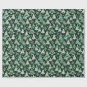Winter Forest Wrapping Paper on Dark Background Geschenkpapier (Flach)