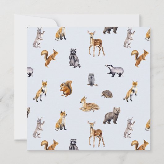 Winter Forest Wreath Woodland Animals Kinderdusche Einladung (Rückseite)