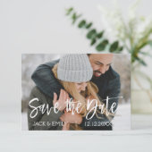 Winter Foto Save the Date Karte (Stehend Vorderseite)