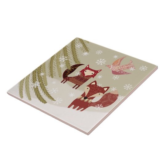 Winter Fox and Dove Keramik Küche Tile Fliese (Seite)