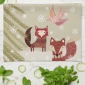 Winter Fox and Dove Kitchtuch Geschirrtuch (Gefaltet)