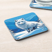 Winter Fox Art Getränkeuntersetzer (Linke Seite)