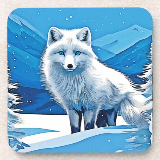 Winter Fox Art Getränkeuntersetzer (Vorderseite)