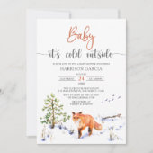 Winter Fox Baby Es ist kalte Außendusche Einladung (Vorderseite)