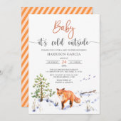Winter Fox Baby Es ist kalte Außendusche Einladung (Vorne/Hinten)