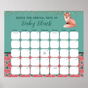 Winter Fox Babydusche schätzt den Fälligkeitsdatum Poster