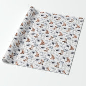 Winter Fox Botanische Wasserfarbe Geschenkpapier (Ungerollt)