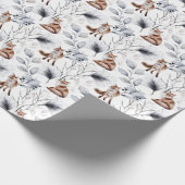 Winter Fox Botanische Wasserfarbe Geschenkpapier (Ecke)