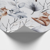 Winter Fox Botanische Wasserfarbe Geschenkpapier (Ecke)
