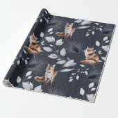 Winter Fox Botanische Wasserfarbe Geschenkpapier (Ungerollt)