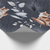 Winter Fox Botanische Wasserfarbe Geschenkpapier (Ecke)