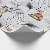 Winter Fox Botanische Wasserfarbe Geschenkpapier (Ecke)