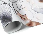 Winter Fox Botanische Wasserfarbe Geschenkpapier (Rolleneckpunkt)