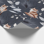 Winter Fox Botanische Wasserfarbe Geschenkpapier (Ecke)