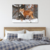 Winter Fox Canvas Print Leinwanddruck (Insitu (Schlafzimmer))